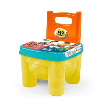 Imagem de Brinquedo Educativo para Montar Brinkadeira Click 150 Peças com Cadeira Multifuncional Dismat Brinquedos