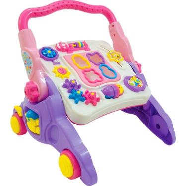 Imagem de Andador 4 em 1 Menina com Som 8 Atividades Brinquedo Educativo Rosa Maral