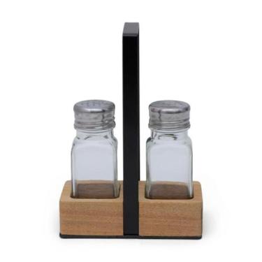 Imagem de Conjunto saleiro e pimenteiro Wood de acácia com 2 peças - Mimo style,
