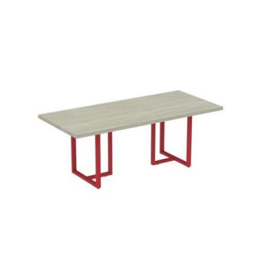 Imagem de Mesa Reunião Retangular 2000x900mm Pe40tub Castanheira Natural/Vermelh