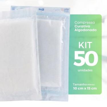 Imagem de Curativo Algodonado Compressa Estéril 10x15cm 50 Unid - Casa da Gaze