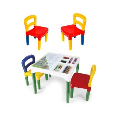 Imagem de Mesa mesinha infantil didatica com 4 cadeiras poliplac