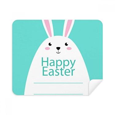 Imagem de Pano de limpeza com estampa de coelhinho azul Happy Easter Festival 2 peças de tecido de camurça