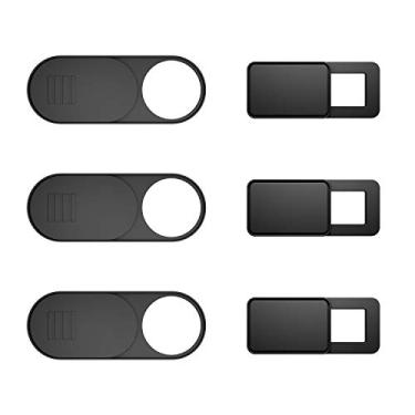 Imagem de Capa para webcam, pacote com 6, capa para câmera web ultrafina, para laptop, iMac, MacBook Pro, Mac, computador, smartphone, tablet, bloqueador de câmera deslizante protege sua privacidade e segurança (preto)