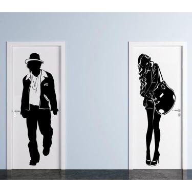 Imagem de Adesivo Decorativo De Porta De Banheiro Masculino E Feminino