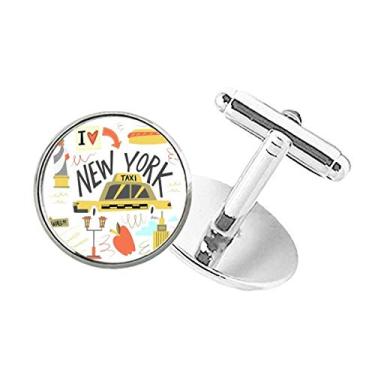 Imagem de DIYthinker America New York City Liberty Illistration abotoaduras de botão redondo