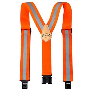 Imagem de Suspensórios de segurança reflexivos Melo Tough | suspensórios Perry com gancho e suspensórios não metálicos para vestido casual, local de trabalho, cinto tático, Orange Reflective strip, one size fit most