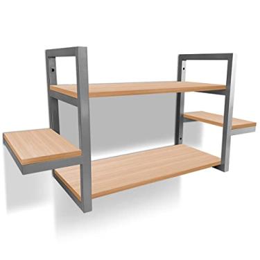 Imagem de Prateleira Dupla Cali Nicho De Parede Design Industrial Prata/Jade