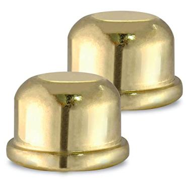 Imagem de Zorveiio 2 peças 1/4-27 terminais de lâmpada tampa do remate da lâmpada, botão do topo da lâmpada, tampa do parafuso da lâmpada, acessórios da lâmpada, acabamento para harpa da abajur, ouro