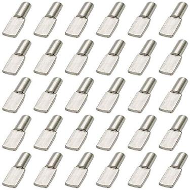 Imagem de AxeSickle kit de 5 mm de suporte para prateleira, 60 peças, banhado a níquel, colher, formato de colher, armário, prateleira de móveis, suporte, perfeito para furos de prateleira em armários, centros de entretenimento.