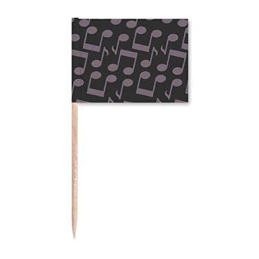 Imagem de Notas musicais roxas escuras pretas para palito de dente marcador para decoração de festa