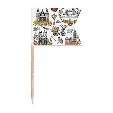 Imagem de Big Ben Londres Inglaterra Art Déco Presente Moda Palito Bandeiras Marcação para Festa Bolo Comida Prato de Queijo