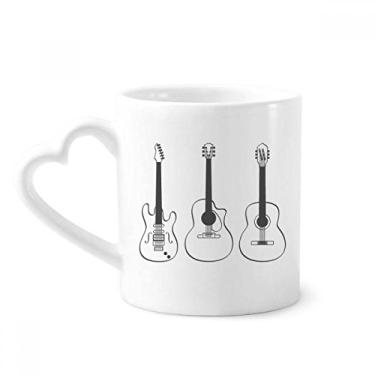 Imagem de Combinação de instrumentos musicais de guitarra caneca de guitarra café cerâmica copo de coração de vidro