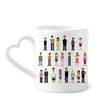 Imagem de Pares de personagens do jogo caneca pixel café cerâmica copo de coração de vidro
