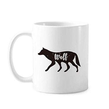 Imagem de Caneca de animal lobo preto e branco cerâmica cerâmica xícara de café porcelana louça