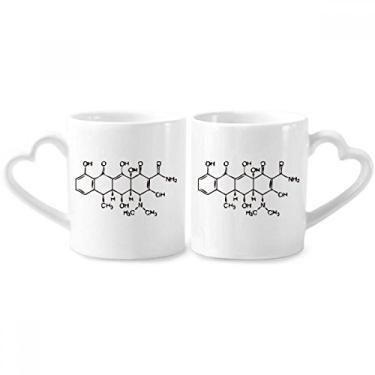 Imagem de Conjunto de canecas de porcelana para casal, estrutura atômica, química orgânica molecular, copo de cerâmica para amantes, alça de coração