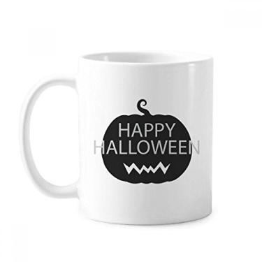 Imagem de Caneca de abóbora de terror preta Halloween cerâmica xícara de café louça