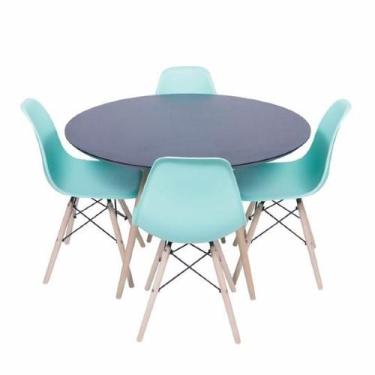 Imagem de Conjunto Mesa Eames Preta 110cm E 4 Cadeiras Eames Pp Verde Tiffany -