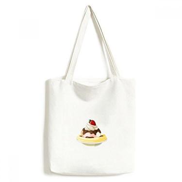 Imagem de Moranguinho Banana doce sorvete sacola de lona bolsa de compras casual bolsa de mão