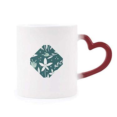 Imagem de Caneca de flor verde branca com tinta sensível ao calor Caneca vermelha que muda de cor