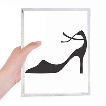 Imagem de Caderno de anotações de salto alto simples com desenho preto, folhas soltas, diário recarregável