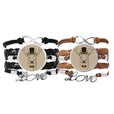 Imagem de DIYthinker Estilo britânico delicado barba, cervo chapéu, gravata borboleta, pulseira de mão, pulseira de couro, conjunto duplo para presente