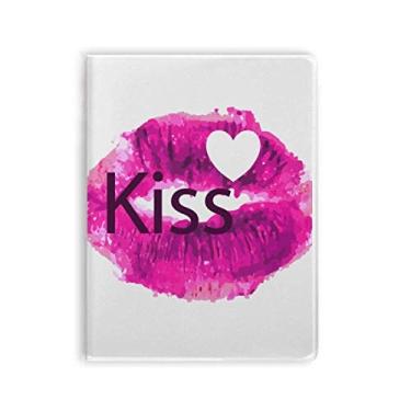 Imagem de Kiss Love Diário de capa macia para caderno de lábios rosa Dia dos Namorados
