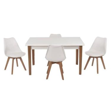 Imagem de Conjunto Mesa De Jantar Luiza 135cm Branca Com 4 Cadeiras Leda - Branc