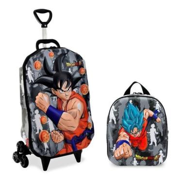 Imagem de Mochila Rodinha Tripla Lancheira Dragon Bal Goku 3d Maxtoy