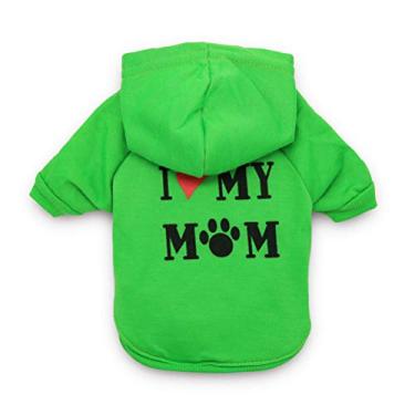 Imagem de Camisola de Cachorro, I Love My Mom Estampado Moletom Com Capuz para Cão de Inverno Moletom Com Capuz para Ação de Graças para Animais de Estimação Moletom Quente Confortável Com (verde)