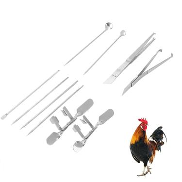 Imagem de Ferramenta De Capão De Frango Sluffs, 10 Peças De Aço Inoxidável Fazenda Criação De Gado Galinha Galo Capão Ferramenta Equipamento Kit De Incubação