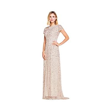Imagem de Adrianna Papell Vestido feminino de manga curta com lantejoulas, Blush, 54