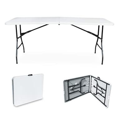Imagem de JARDIMANÍA – Mesa Portátil de Plástico 1,80 Metros – Fechamento Tipo Pasta – Portátil, Resistente – Amplo Espaço – Multiusos – Suporta até 150 kg – 6 a 8 Pessoas – 180 x 70 x 75.