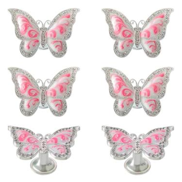 Imagem de Puxadores de armário de borboleta, 6 maçanetas de borboleta, puxadores de orifício único, puxadores decorativos, porta, armário, armário, móveis, portas, guarda-roupa, rosa,