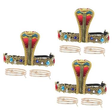 Imagem de 2 conjuntos de faixa de cabeça de pulseira de metal de poliéster feminino punho egípcio/87 (Color : As Shownx5pcs, Size : 23x13.5cm)