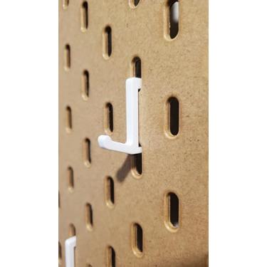 Imagem de Pacotes de ganchos "Just Hanging", compatíveis com IKEA SKADIS Pegboard, gancho de exibição acessório SKADIS (branco brilhante, pacote com 12, gancho LV)