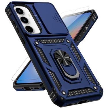 Imagem de Capa para Samsung Galaxy A35 5G com capa de câmera deslizante HD [grau militar de 4,9 m testada em queda] Capa protetora para celular com suporte de anel magnético para Galaxy A35 5G 2024, azul