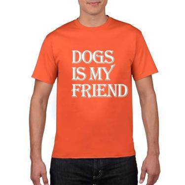 Imagem de BAFlo Camisetas estampadas Dogs is My Friend para amantes de cães, Laranja, M