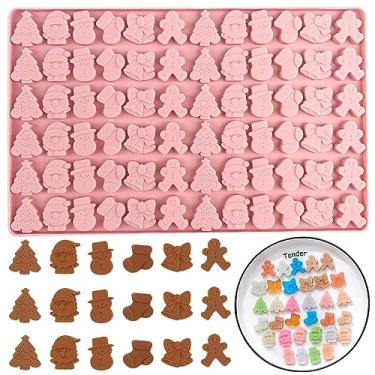 Imagem de Orapink 1 peça de moldes de chocolate de silicone de Natal, homem de gengibre, árvore de Natal, Papai Noel, meia de Natal, boneco de neve e sino em forma de molde de chocolate 3D para Natal/Natal/feriado