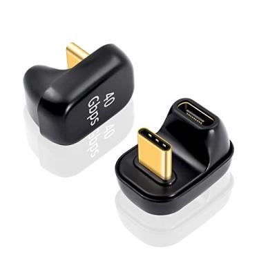Imagem de Duttek Adaptador USB C de 180 graus 40 Gbps, 100W, 8K @60Hz, adaptador extensor USB C fêmea para macho compatível com Rog Ally, Steam Deck, Switch (pacote com 2)