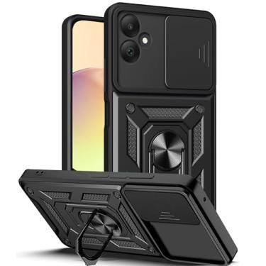 Imagem de Capa para Samsung Galaxy A05 con Tapa de Cámara deslizante, Militar Antigolpes Magnético Rotación Anillo Carcasa Galaxy A05, Resistente Protección Doble Capa Case Cover para Samsung A05 Negro