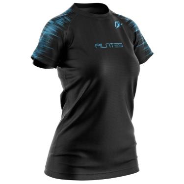 Imagem de Camiseta Baby look Feminina Pilates Tecnodots Preto Azul-Feminino