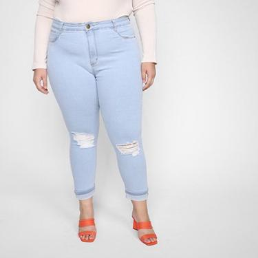 Imagem de Calça Jeans Cropped Sawary Pkus Size Cintura Baixa Feminina-Feminino