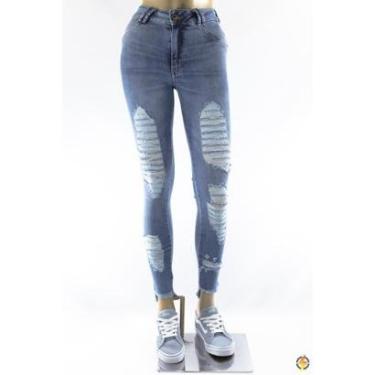 Imagem de CALÇA JEANS DARLOOK LUDIMILLA COM RASGOS AZUL - FEMININO-Feminino