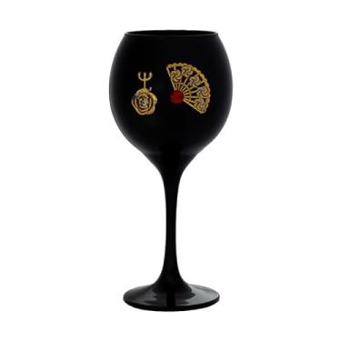 Imagem de META ATACADO, Taça Preta Pomba Gira Leque Rosa Trid Pr 400ml 20cm Celebra