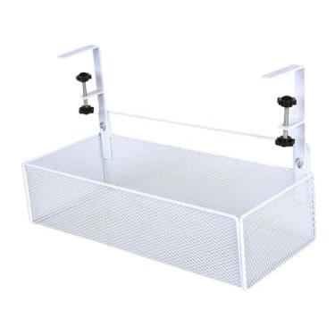 Imagem de WeiLaiKeQi Sob a Mesa de Armazenamento Titular Braçadeira Na Mesa Organização Malha Ferro Resistente Sob Mesa Rack Armazenamento Lateral para Banheiro Escola Acc, branco, Tamanho real