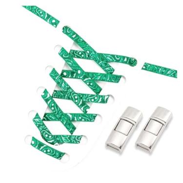 Imagem de Metal Lock Lazy People Shoelace Mix And Match Colors Outdoor Sport Elastic Shoelaces Children Adult Shoe Accessories(Dark green white)