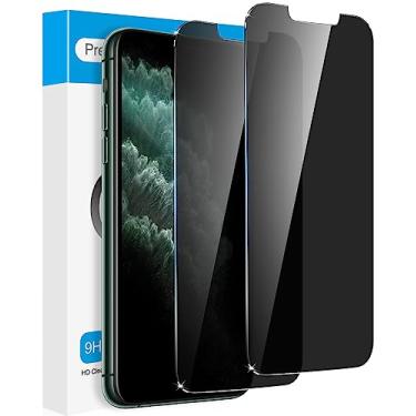 Imagem de Fotbor compatível com iPhone Xs Max/iPhone 11 Pro Max película de privacidade protetora, antibrilho/espião/arranhão película de vidro temperado, 2 pacotes com 6,5 polegadas