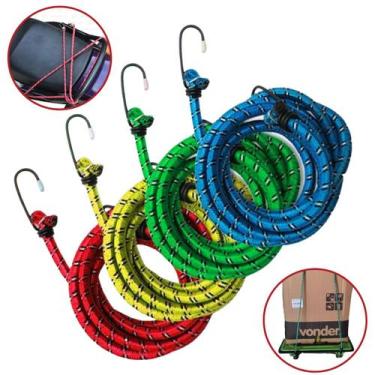 Imagem de Kit 4 Corda Elástica C/ Gancho Metal Extensor 1,2mts X  8mm - Fertak