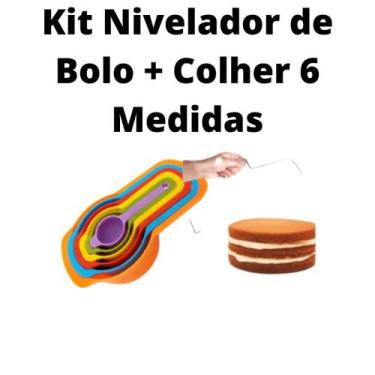 Imagem de Kit Colher Cozinheiro 6 Medidas + Cortador Nivelador de Bolo - LIP